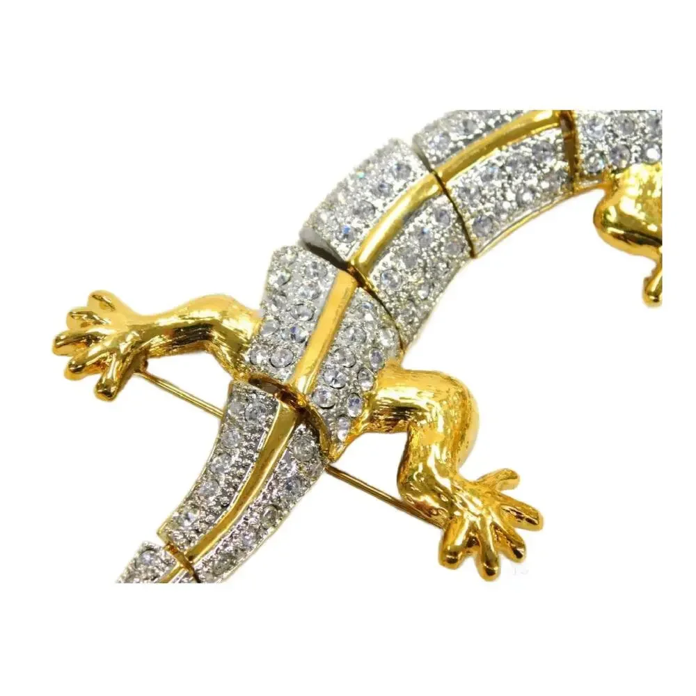Vintage Articulated Encrusted Pave Lizard Shoulder Brooch , 7